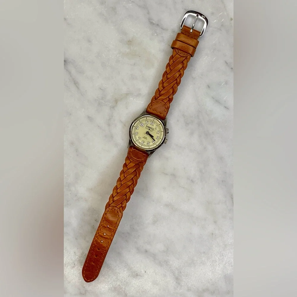 Dakota women’s watch with tan braided wristband